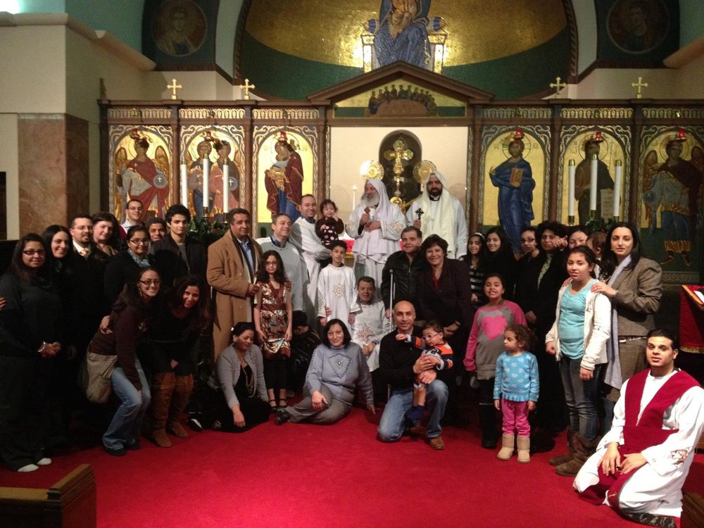 A group photo of the congregation gathered at the liturgy, January 11, 2012.